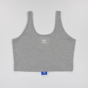 Adidas Originals Ribbed Logo‎ Crop Top Women's Gray Tank Stretch Size XL New